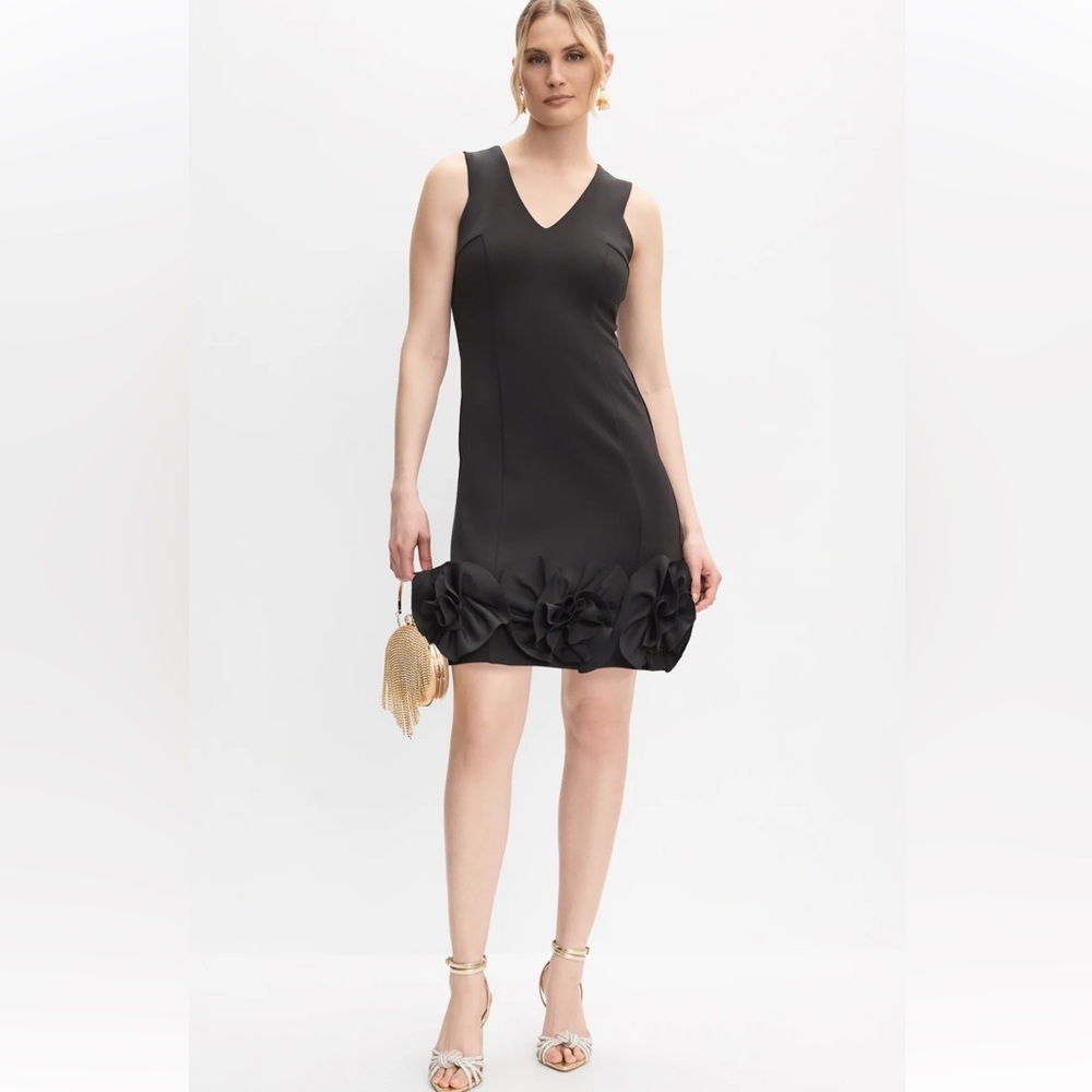 Donna Ricco Sleeveless Black Dress with Ruffle Hem